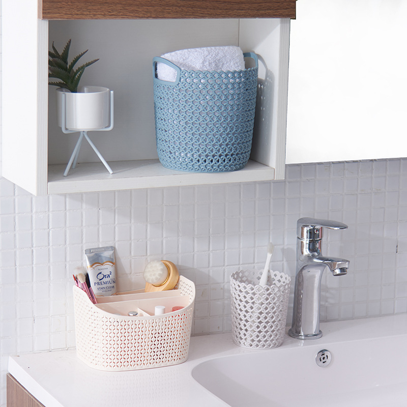 生活创意塑料桌面化妆品收纳盒可旋转桌面手机杂物收纳筐批发