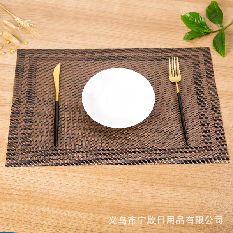 Double-frame Teslin solid color sturdy Western placemats, PVC wear-resistant hotel Western placemats, anti-slip MATS Specification image