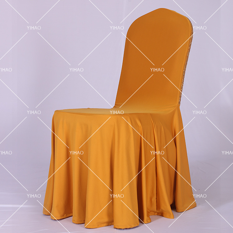Gold sheet embroidery spliced elastic chair cover, hotel and restaurant chair cover, wedding and celebration chair cover, elastic backrest cover fabric Specification image