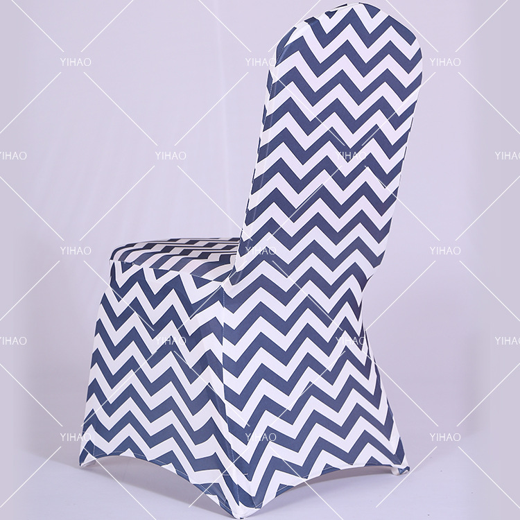 Black and white wavy striped elastic chair covers, hotel, restaurant, wedding and celebration chair covers wholesale details Picture