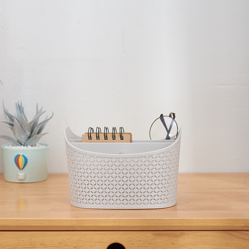 生活创意塑料桌面化妆品收纳盒可旋转桌面手机杂物收纳筐批发细节图