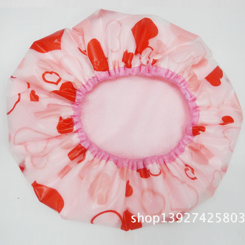 厂家直销/花边浴帽/防水多花型成人女款伞布蕾丝花边浴帽细节图