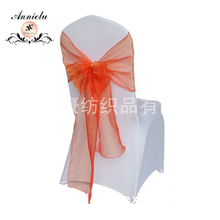Hot-selling custom-made snow gauze chair covers, organza chair belts, wedding banquet chair belts, chair back bows