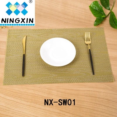 Teslin Western Placemat Wood Grain Jacquard Placemat Pvc Western Placemat European Western Placemat Leave-In Placemat