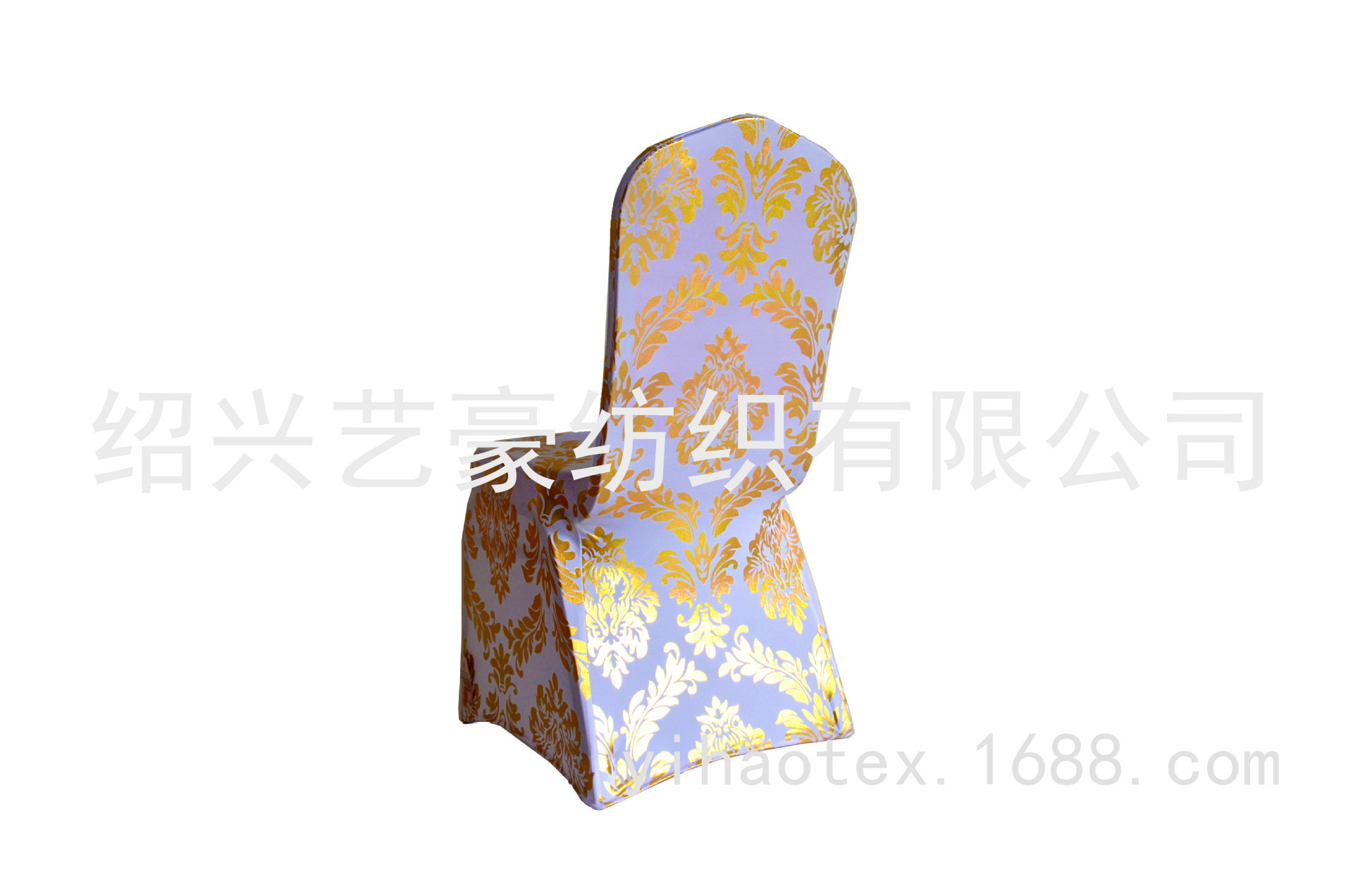 Custom-made multi-color gilded elastic printed chair covers, high-end hotel and restaurant white background wedding elastic chair covers
