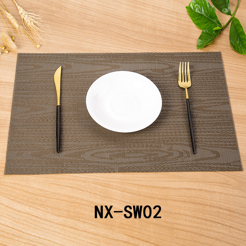 Teslin Western Placemat Wood Grain Jacquard Placemat Pvc Western Placemat European Western Placemat Leave-In Placemat details Picture