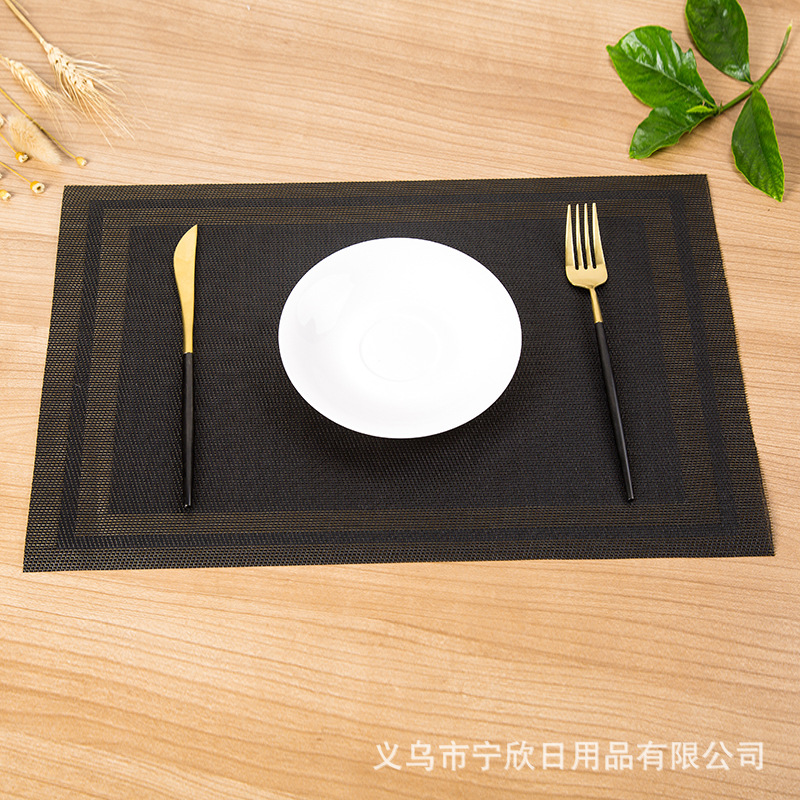 Double-frame Teslin solid color sturdy Western placemats, PVC wear-resistant hotel Western placemats, anti-slip MATS details Picture