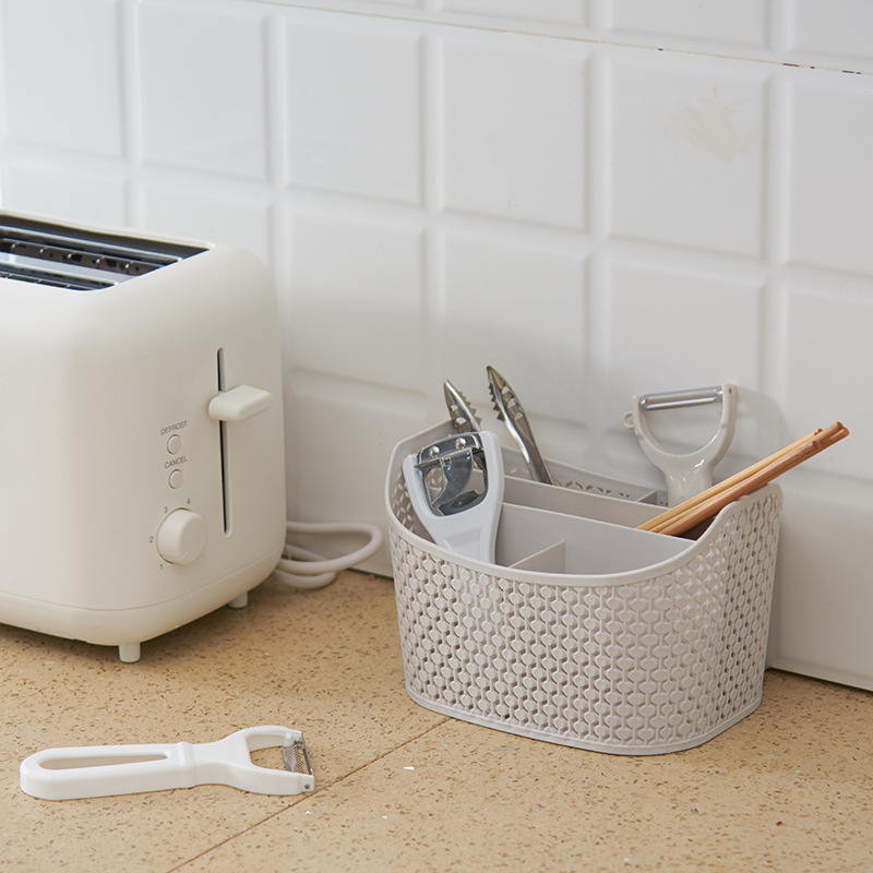 生活创意塑料桌面化妆品收纳盒可旋转桌面手机杂物收纳筐批发产品图