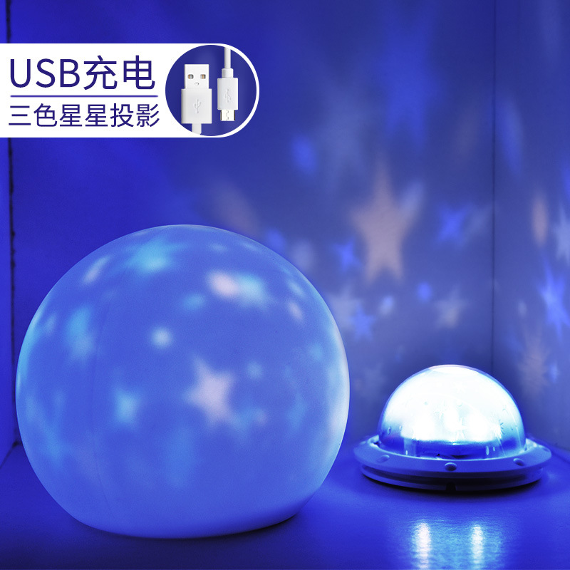 新款USB硅胶小夜灯儿童创意跨境充电星空投影灯详情图4