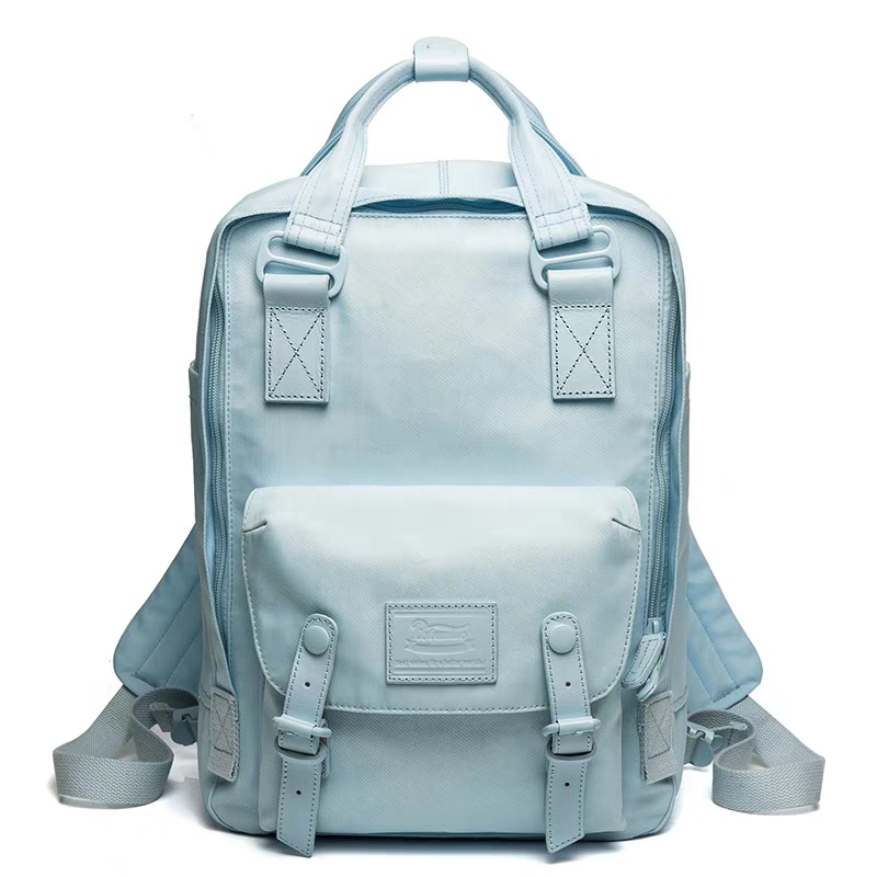 马卡龙纯色甜甜圈双肩包女韩版撞色学生防水书包电脑包时尚背包产品图