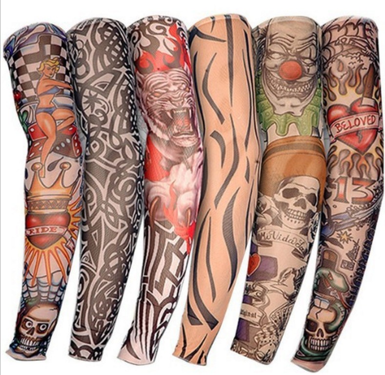 花臂纹身袖套无缝款户外骑行刺青防晒袖套骑行纹身袖套