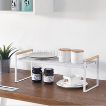 Room iron art layering shelf household dishes kitchen utensils condiments solid wood handle shelf