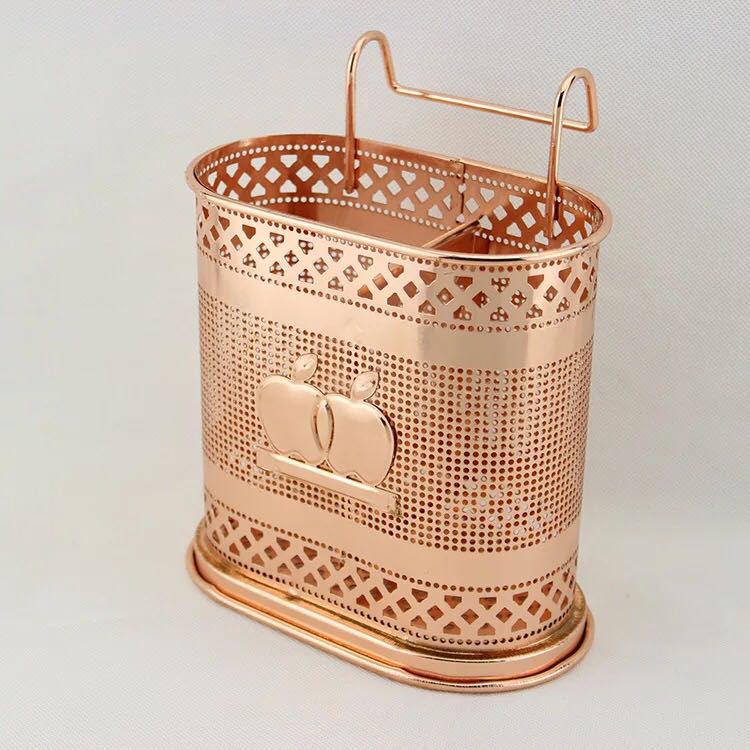 双格筷子笼 沥水筷筒 挂壁铁筷子筒创意挂式分格沥水筒餐具筒