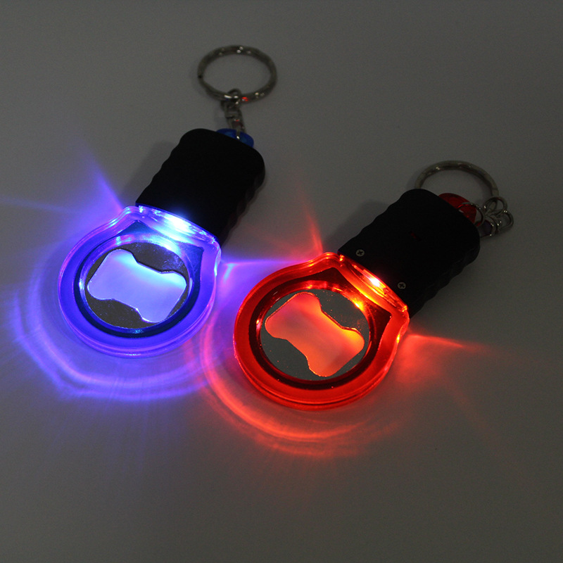 LED开瓶器钥匙扣塑料款开酒起子球拍形开酒瓶工具产品图