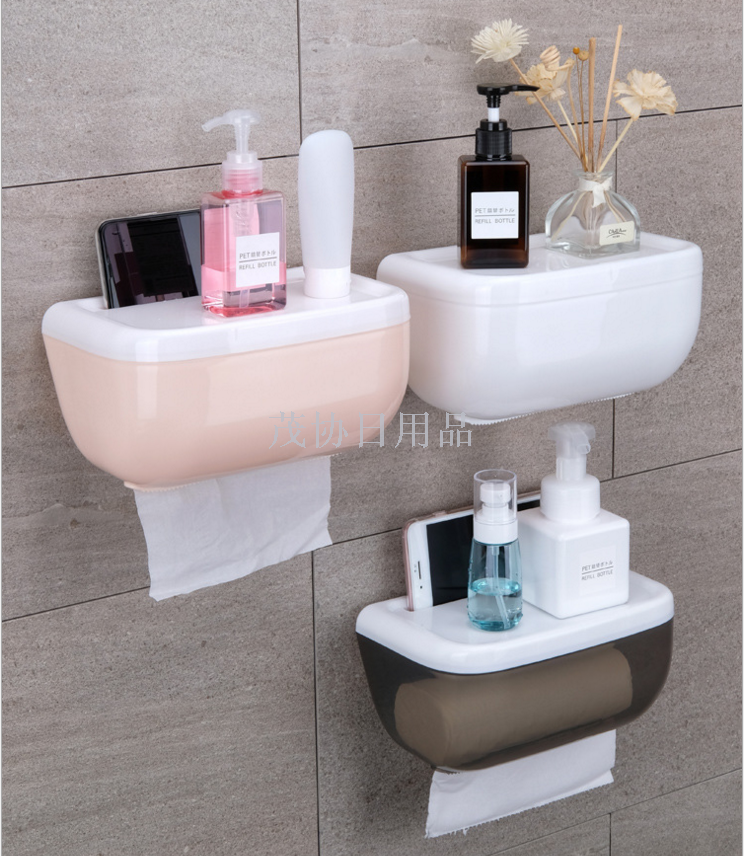 Non-punch toilet paper box Waterproof household roll box Creative toilet paper holder Toilet paper
