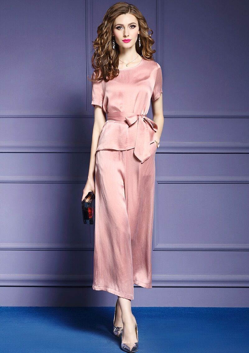 New copper ammonia wire women's two-piece set wide-leg pants casual set