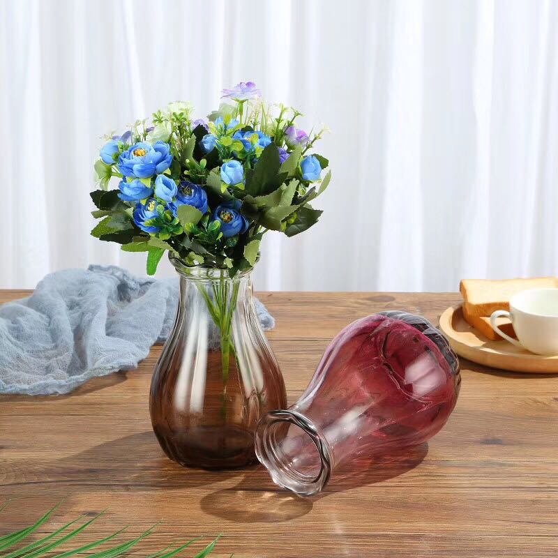 Creative living room flower arrangement glass ornaments, modern home decorations, dried flower large-bellied vases for display details Picture
