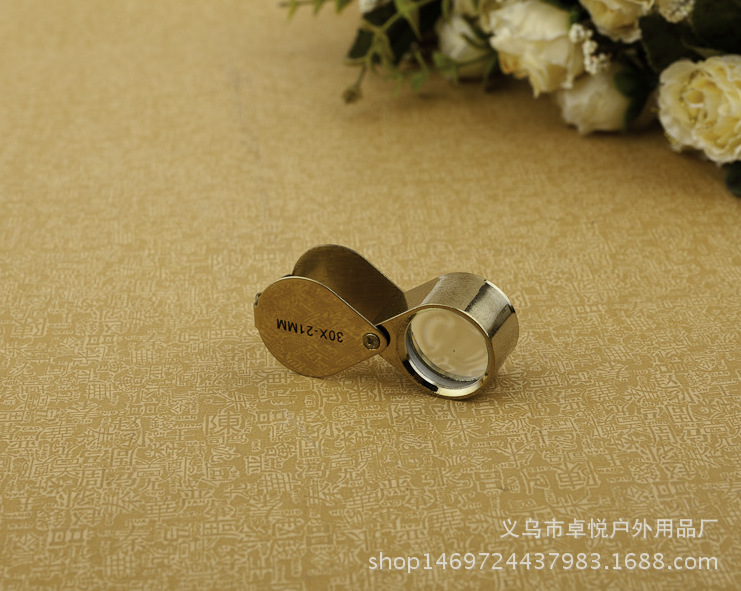 T直销 RIPLET30X21金色珠宝MG55367-1 折叠金属高倍便携式放大镜
