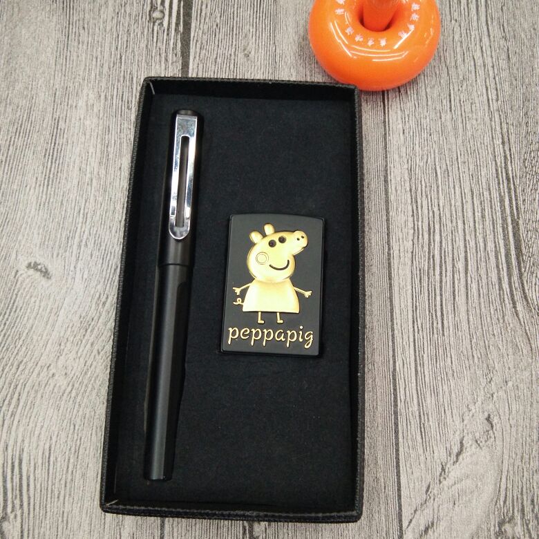 新款充气金属打火机+签字笔