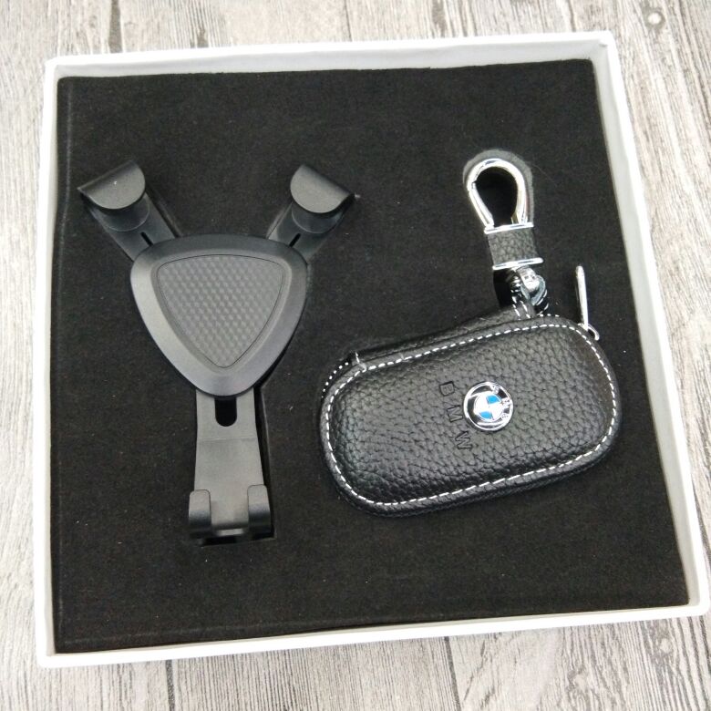 真皮车钥匙包+车载手机支架