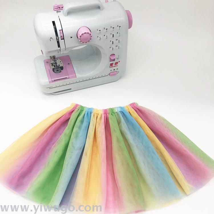 Printed rainbow hexagonal mesh fabric, gradient color American mesh yarn children's dress, puffy skirt gauze fabric Specification image