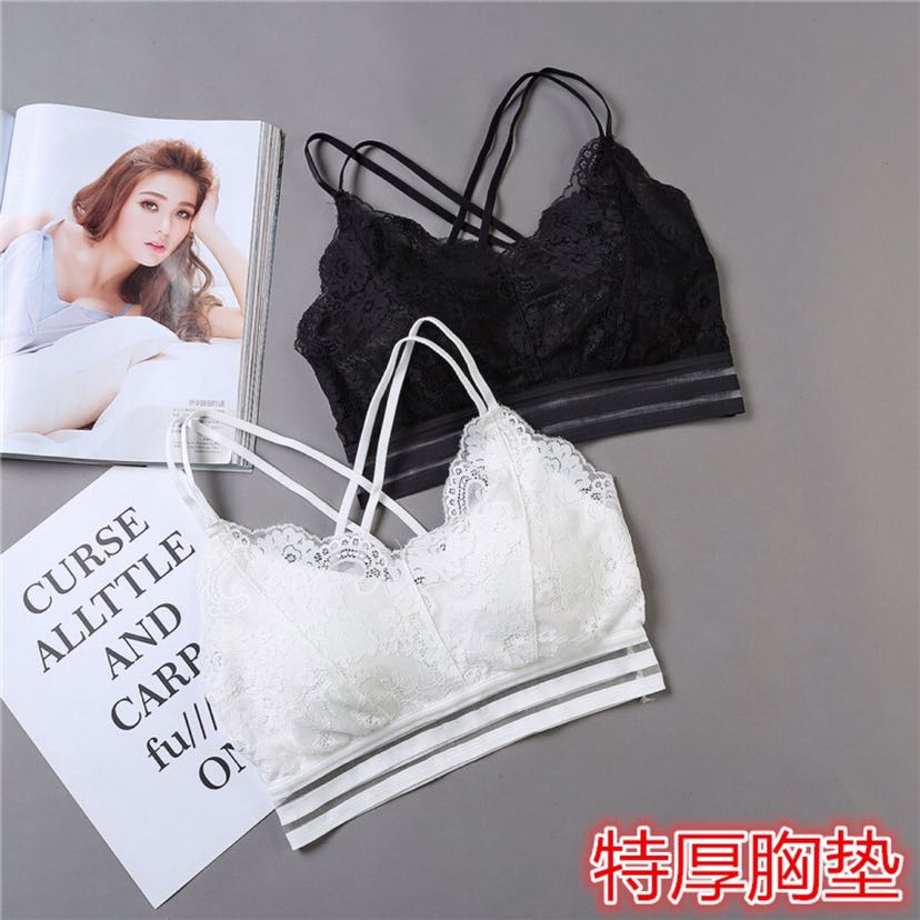Ladies spring/summer new sexy lace beauty back cross small condole belt vest with chest wrap chest anti-stripping chest pad thumbnail