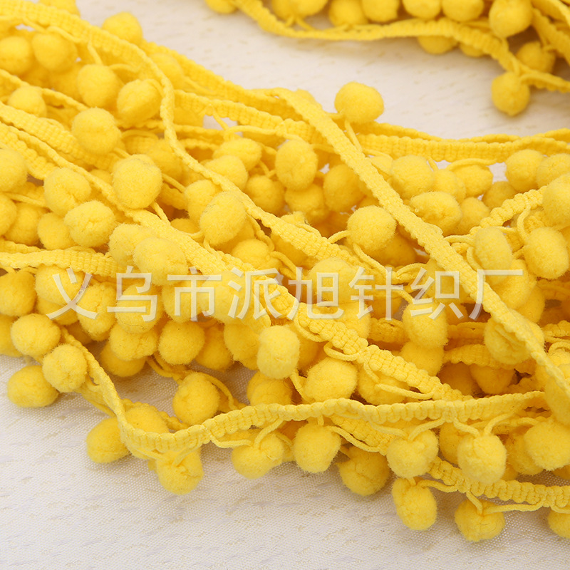 In-stock clothing accessories: Woven triangular balls, straight balls, single-color balls, bayberry balls, and colorful pom-pom lace Specification image