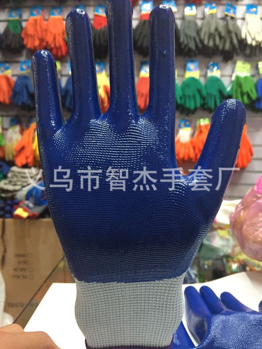 巨手牌13针尼龙丁腈浸胶劳保耐油手套批发义乌丁晴直销产品图