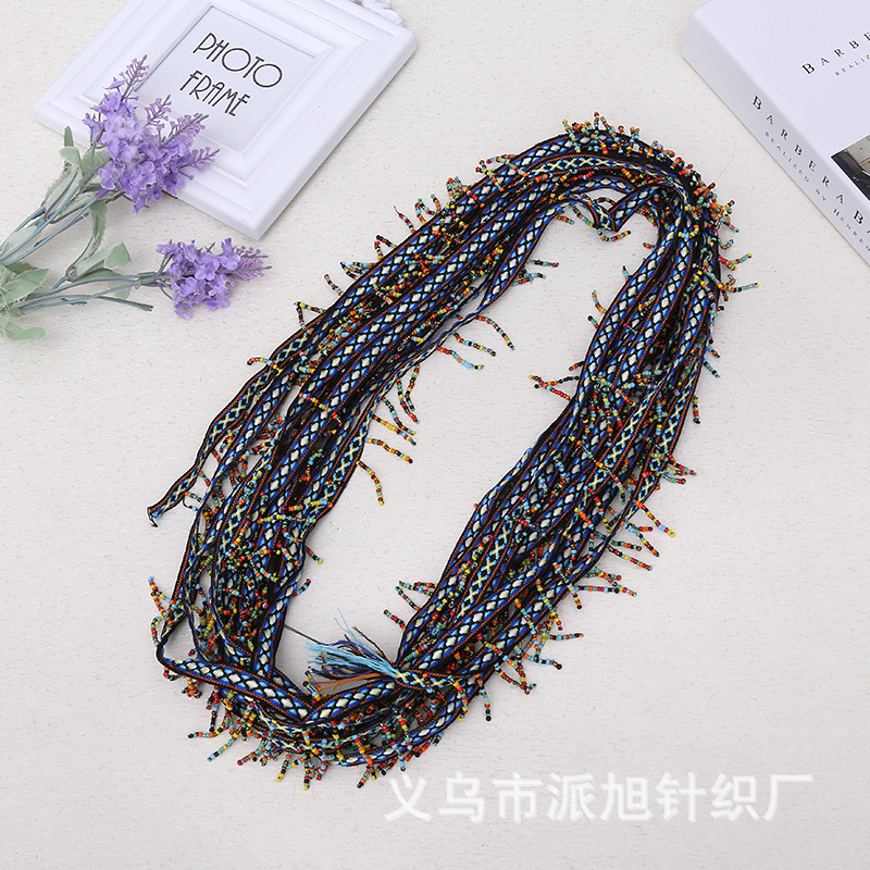 We are a reliable manufacturer offering hand-stitched beaded jacquard ribbons, lace ribbons, beaded ribbons, colored barcodes and ethnic styles Specification image
