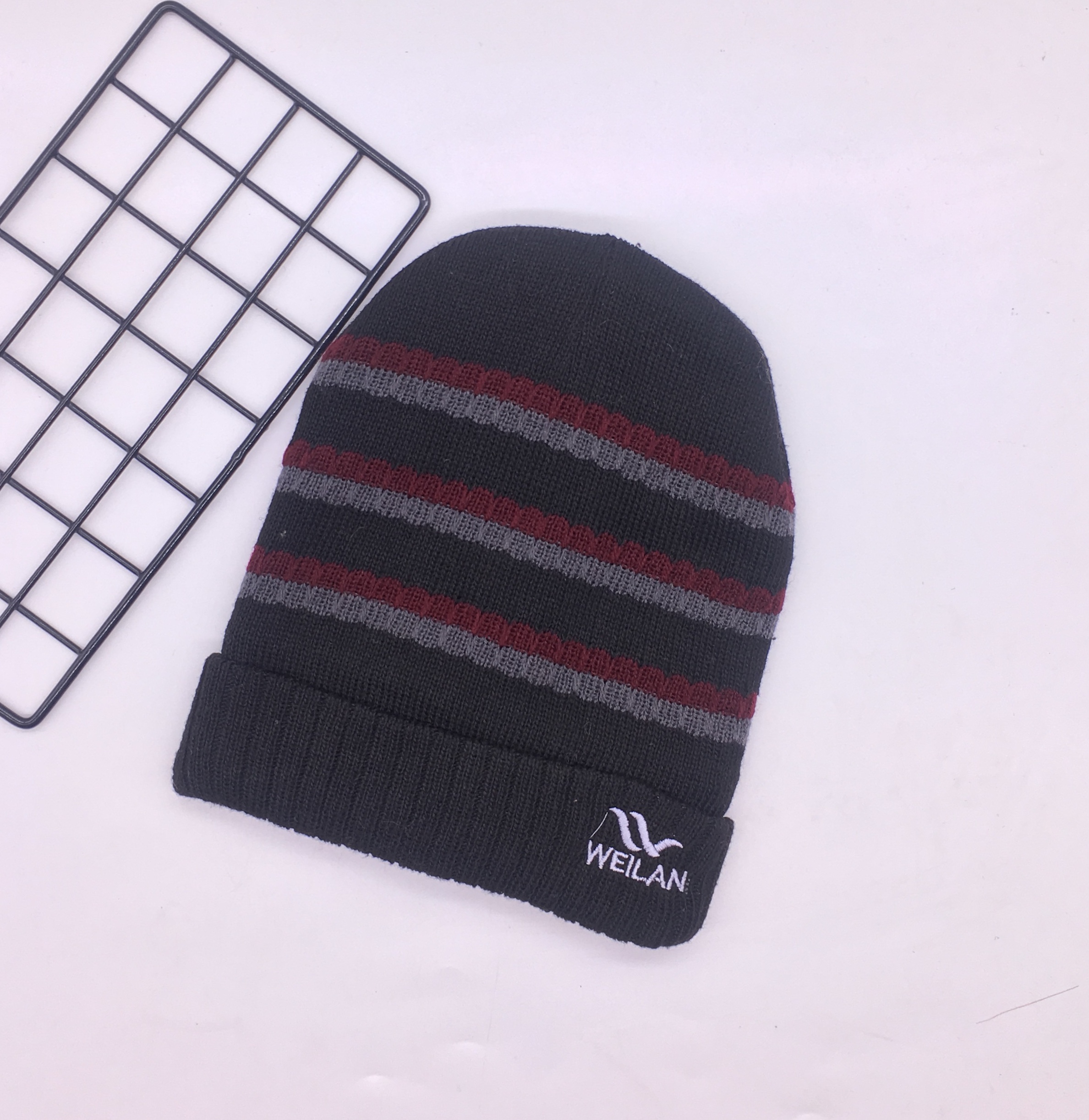 New Hat Men's Jacquard And Pile Thick Knit Hat With European And American Tide Embroidered Woolen Hat Children details Picture