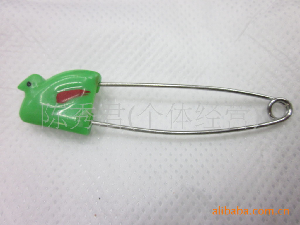 供应彩色塑料面包头 动物头 儿童安全别针细节图