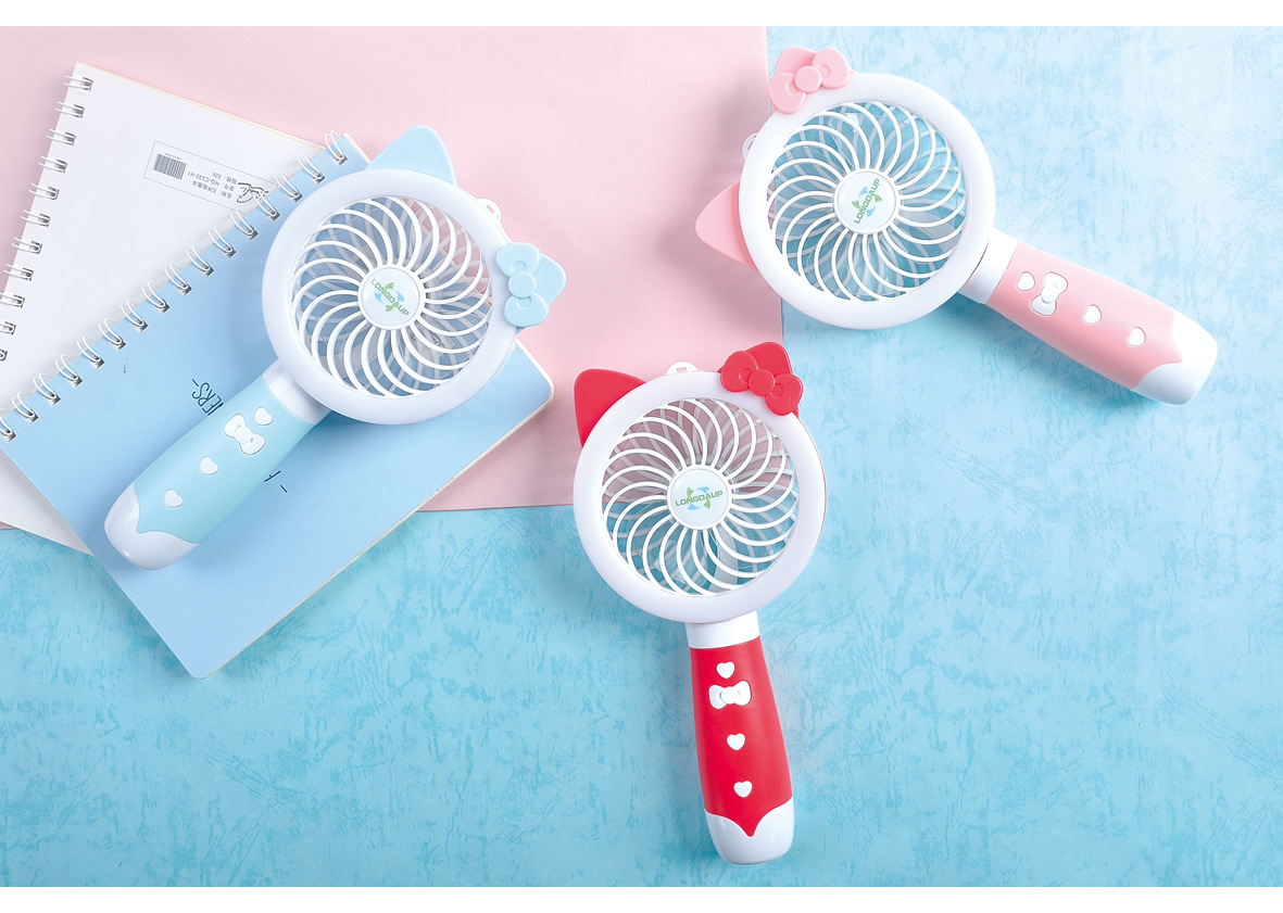 KT Cat with night light small fan creative USB fan USB charging fan