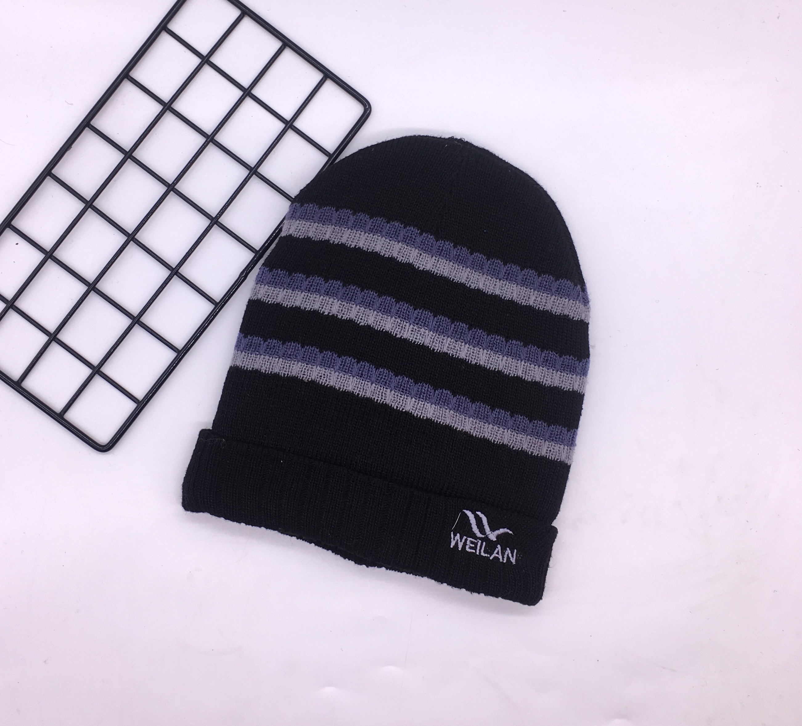 New Hat Men's Jacquard And Pile Thick Knit Hat With European And American Tide Embroidered Woolen Hat Children