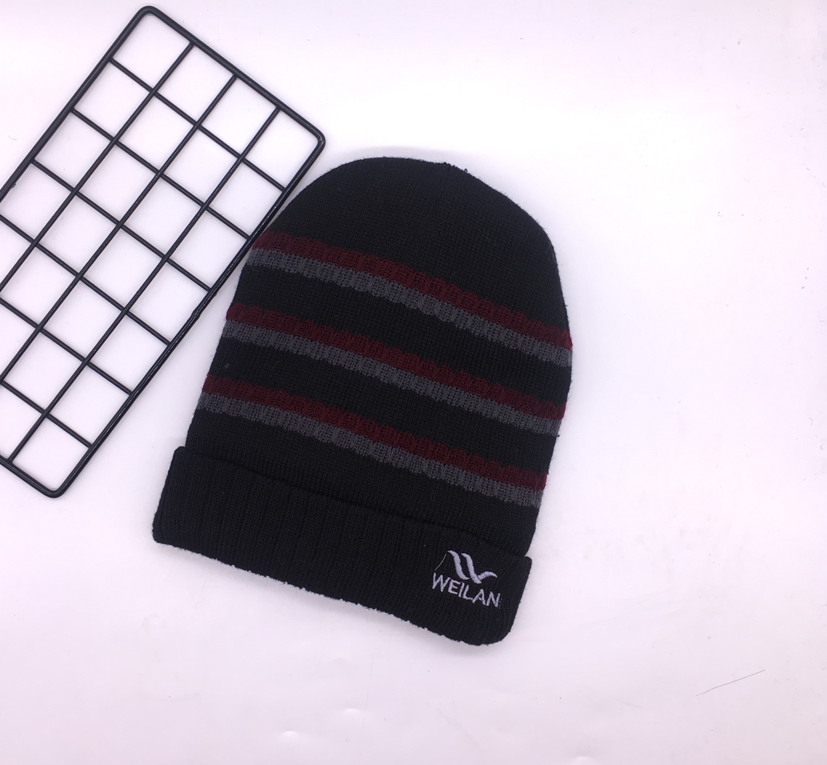 New Hat Men's Jacquard And Pile Thick Knit Hat With European And American Tide Embroidered Woolen Hat Children Specification drawing