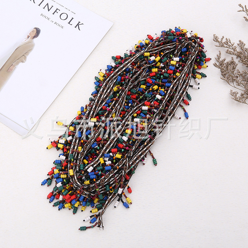 Handcrafted wooden beads, jacquard ribbons, lace ribbons, beaded ribbons, colored barcodes, ethnic style factory wholesale