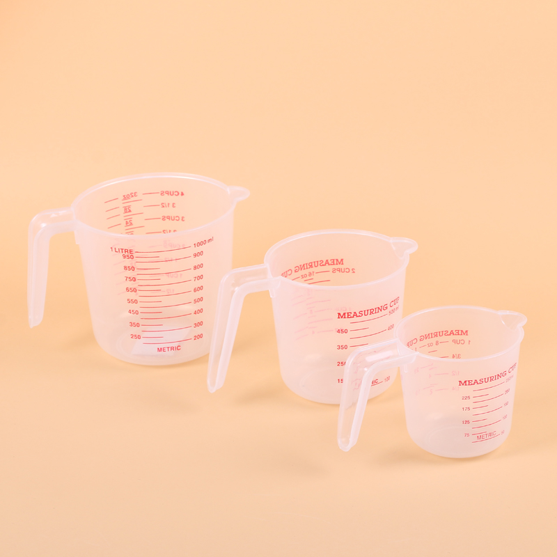 塑料量杯3件套 烘培家用透明食品级带刻度杯厨房奶茶杯子