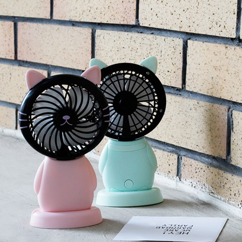 2019 New Black Kitten Mini usb Fan Handheld Travel Fresh Fan Creative Gift Specification image