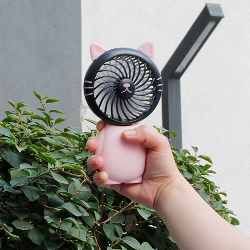 2019 New Black Kitten Mini usb Fan Handheld Travel Fresh Fan Creative Gift