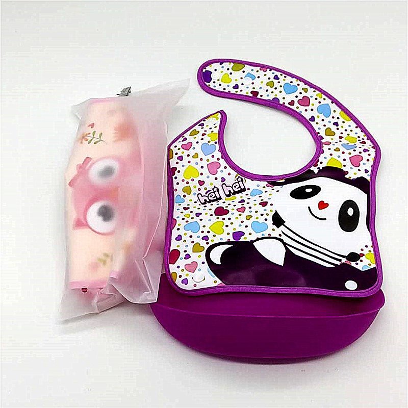 儿童可拆卸围嘴围兜吃饭兜防水罩衣 硅胶防水立体饭兜