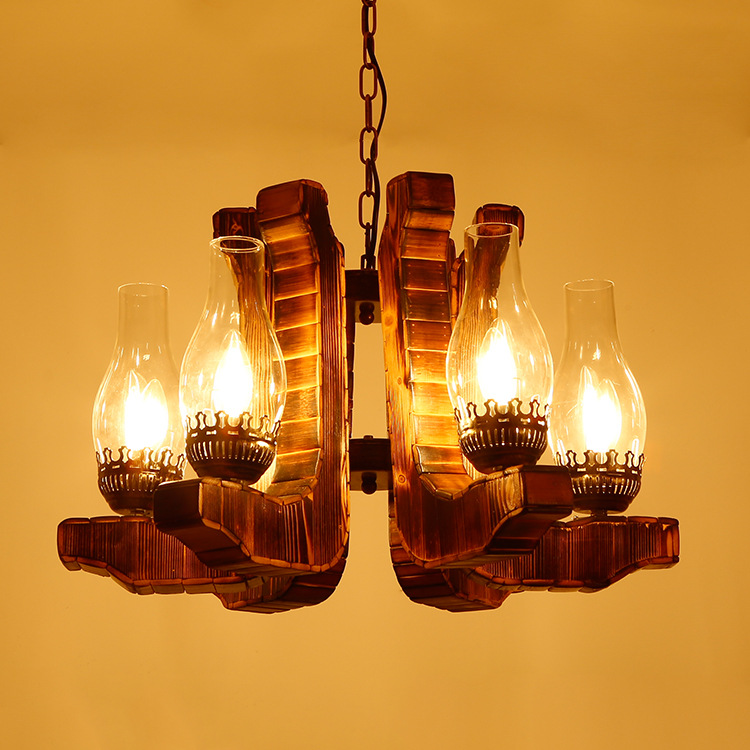 Tieyi solid wood chandelier clothing coffee shop chandelier industry innovation