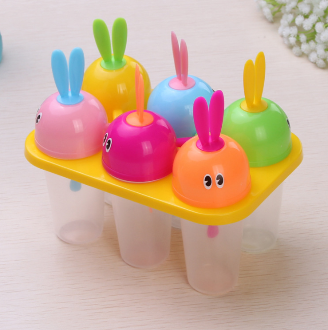 可爱卡通创意DIY自制雪糕冰棍冰棒模具 六组兔子雨伞冰格制冰器