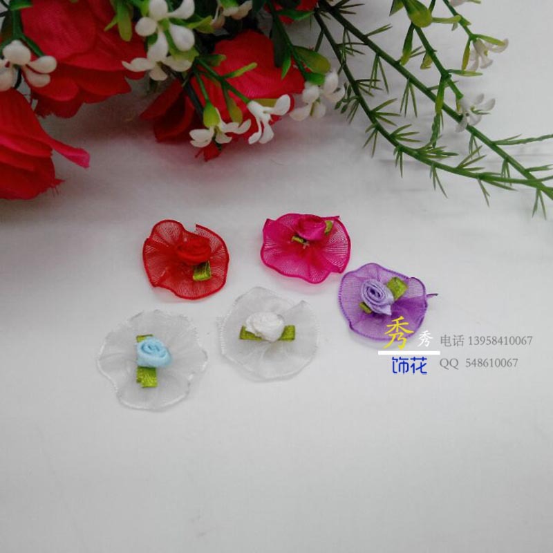 厂家直销韩版时尚创意DIY含苞玫瑰花朵 纱带花边服饰配饰产品图