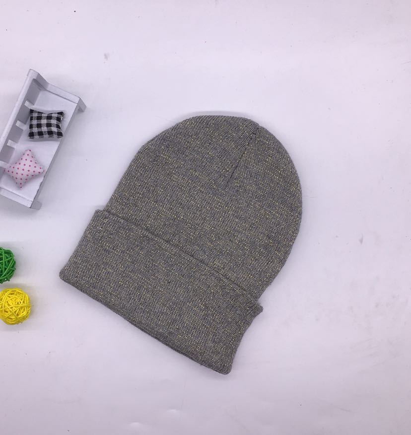 New Hat Women Round Machine Gold Knit Hat Double Flat Ear Cap Bright Silk Hat Wholesale Custom