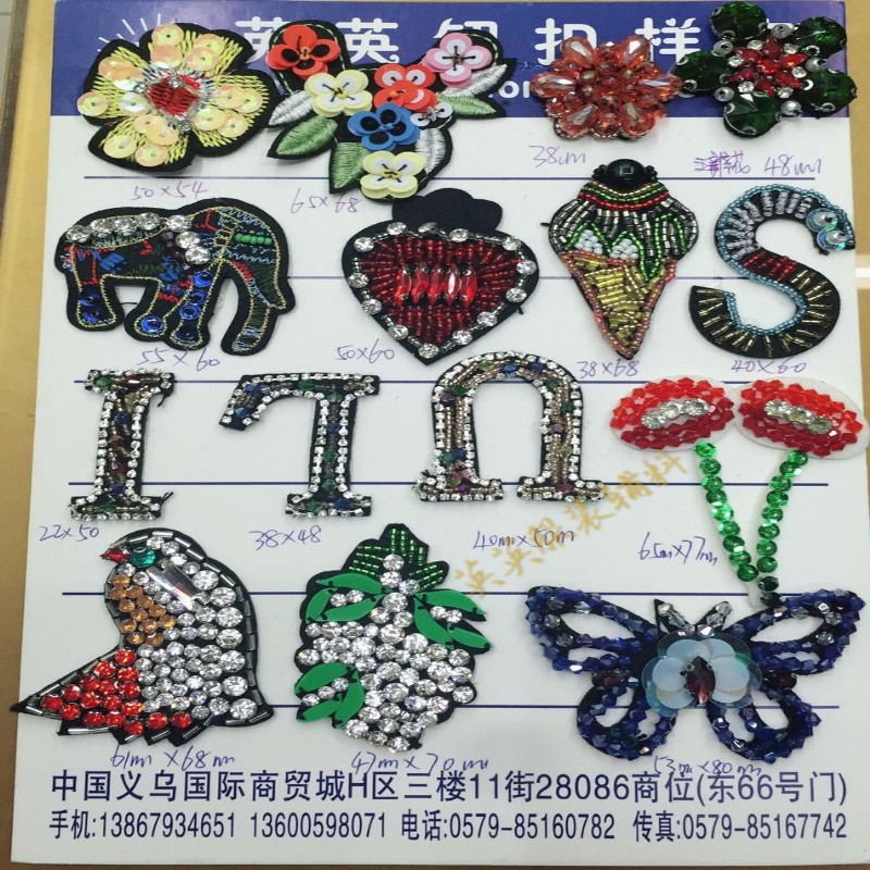 61MMX68MM手缝爪钻小鸟布贴 DIY装饰镶钻 饰品配件