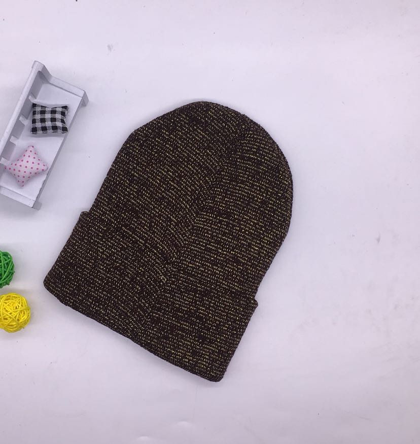 New Hat Women Round Machine Gold Knit Hat Double Flat Ear Cap Bright Silk Hat Wholesale Custom Specification drawing