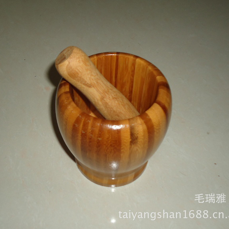 Garlic Bowl Garlic Rammer Bamboo Plate Garlic Bowl Bamboo Garlic Rammer Garlic Pot Ramming Medicine Pot Peeling Garlic Bowl To Study And Produce
