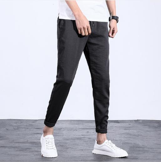 New Spring/Summer 2019 fashionable thin cotton and linen men's casual pants with elastic waist and Korean-style casual pants Specification image