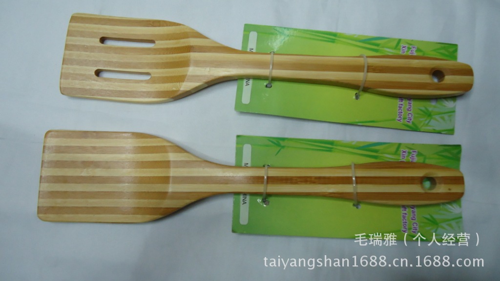 优质炭化侧压精制大号环保天然竹方铲 锅铲无油烟锅不粘锅专用产品图