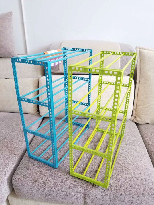 新款多彩4层5层6层鞋架可拆装pp材料铁管简易宿舍家庭鞋架图