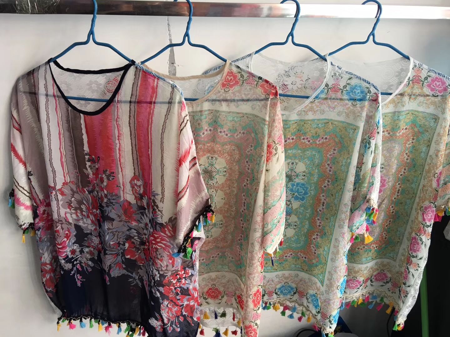 w11 sun protection clothing: Chiffon positioning printed tassel shawl and cardigan jacket sun protection shirt